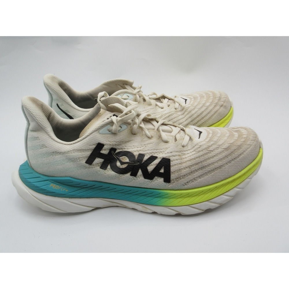 Hoka One One Mach 5 Running Shoes Mens Size 12 White Blue Yellow ProFly+ 1127893